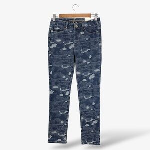 Soft Surroundings Blue Camo Pull On Jeggings PXS Full Length 5 Pocket Casual